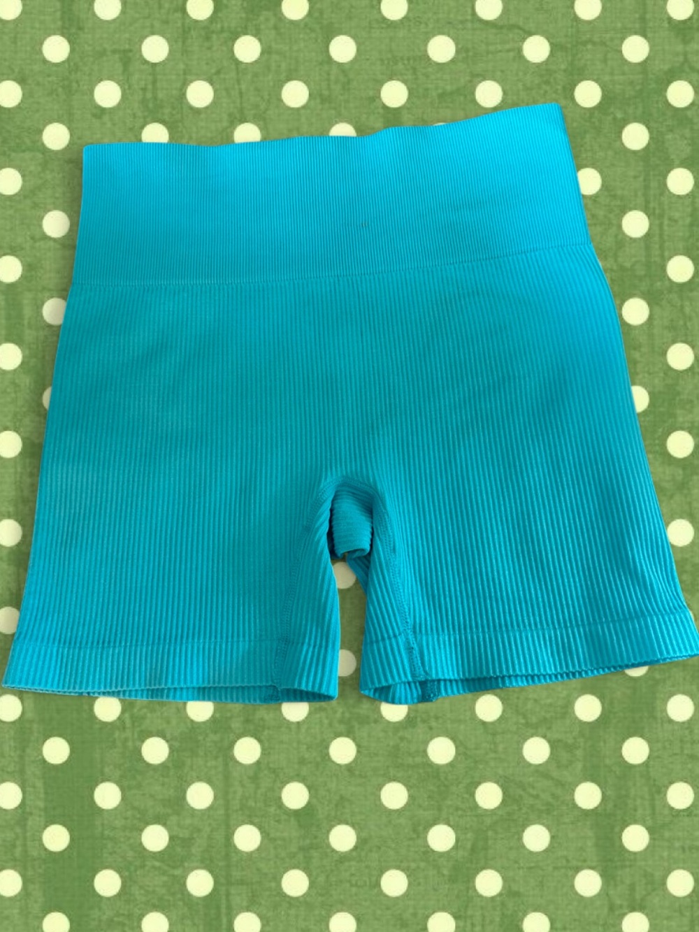 Colsie High-Waist Ribbed Turquoise Shorts